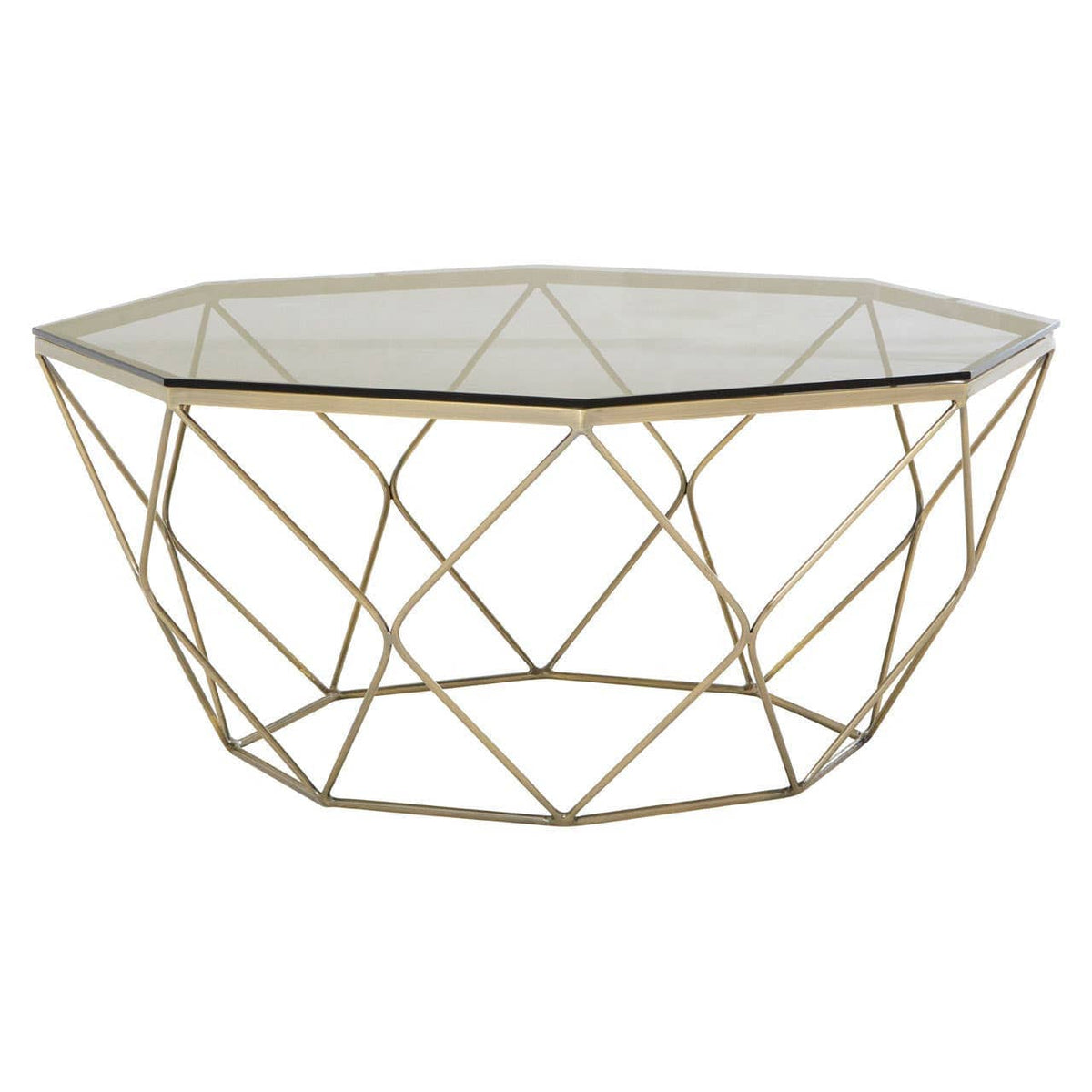 Noosa & Co. Living Allure Hexagon Coffee Table With Brushed Nickel Base House of Isabella UK