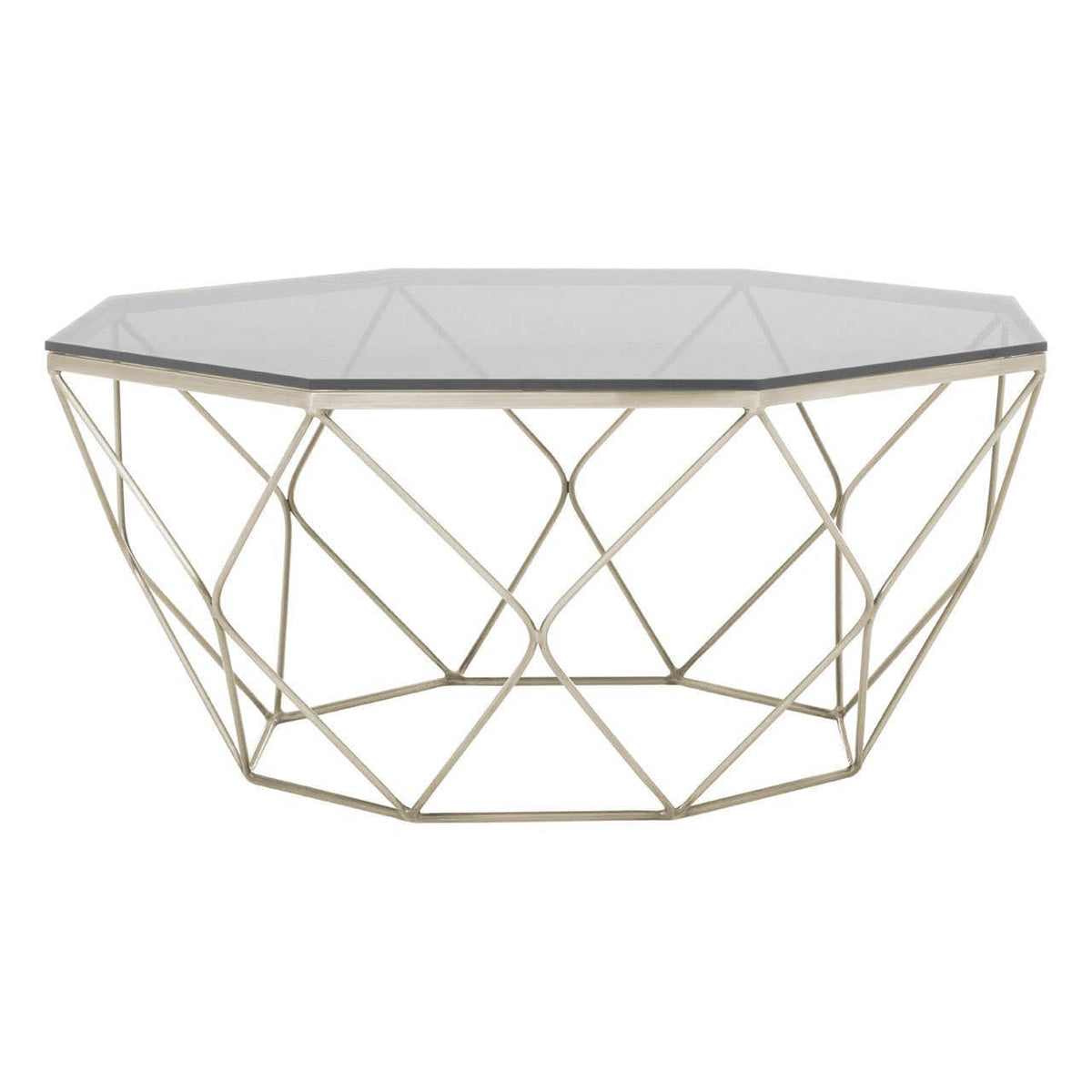 Noosa & Co. Living Allure Hexagon Coffee Table With Brushed Nickel Base House of Isabella UK