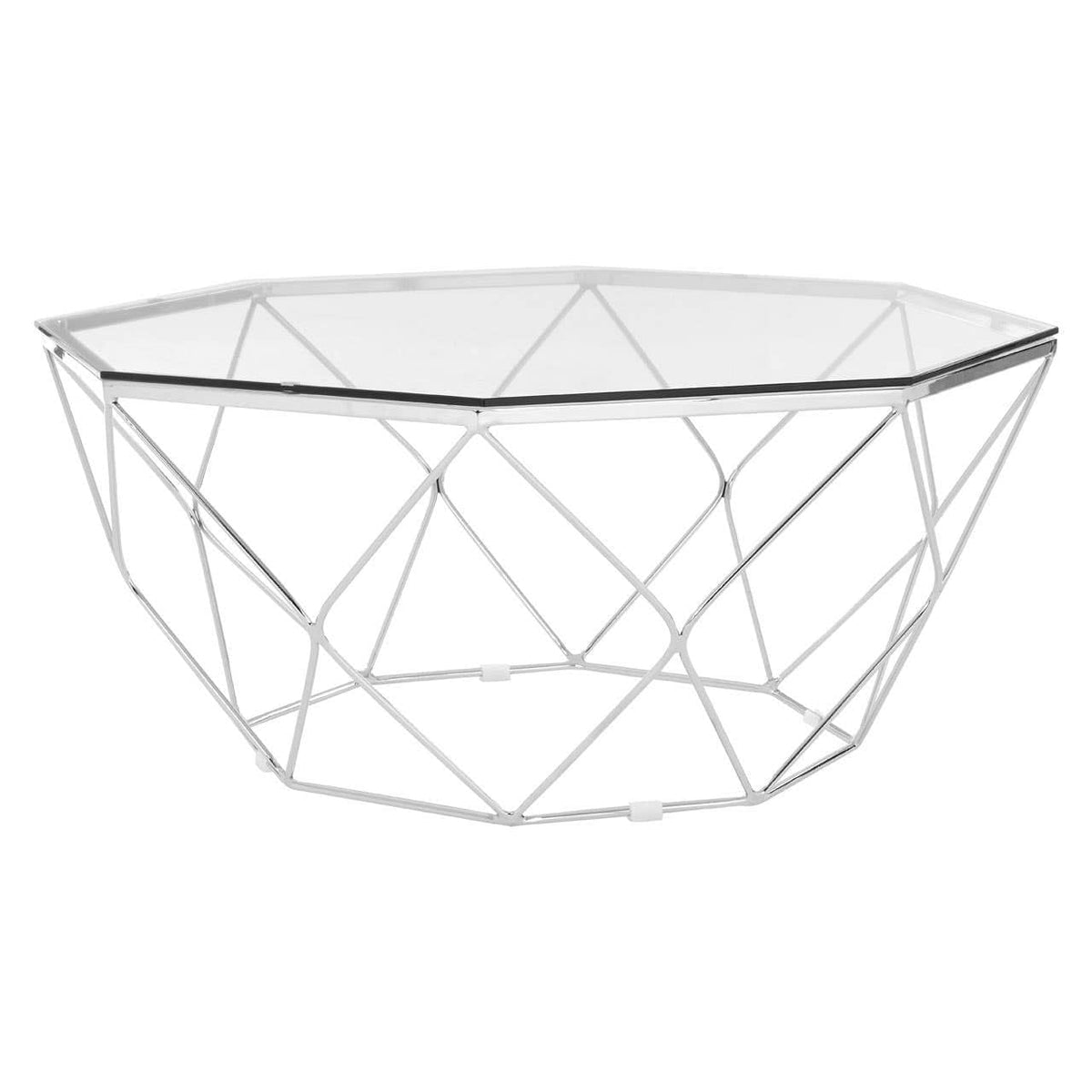 Noosa & Co. Living Allure Hexagon Tempered Glass Chrome Coffee Table House of Isabella UK