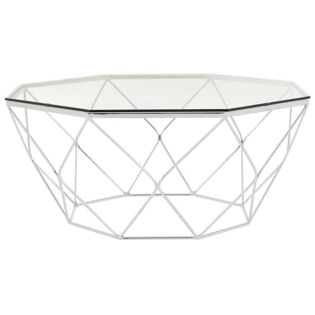Noosa & Co. Living Allure Hexagon Tempered Glass Chrome Coffee Table House of Isabella UK