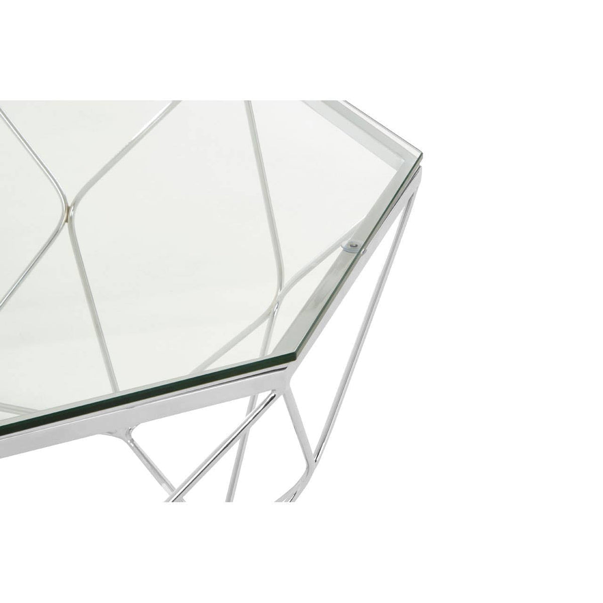Noosa & Co. Living Allure Hexagon Tempered Glass Chrome Coffee Table House of Isabella UK