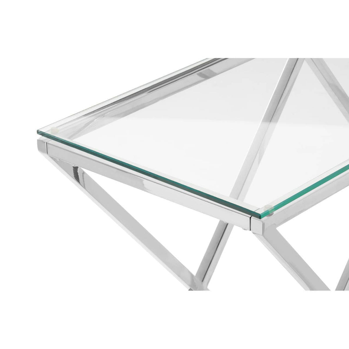 Noosa & Co. Living Allure Inverted Prism Base Silver Console Table. House of Isabella UK
