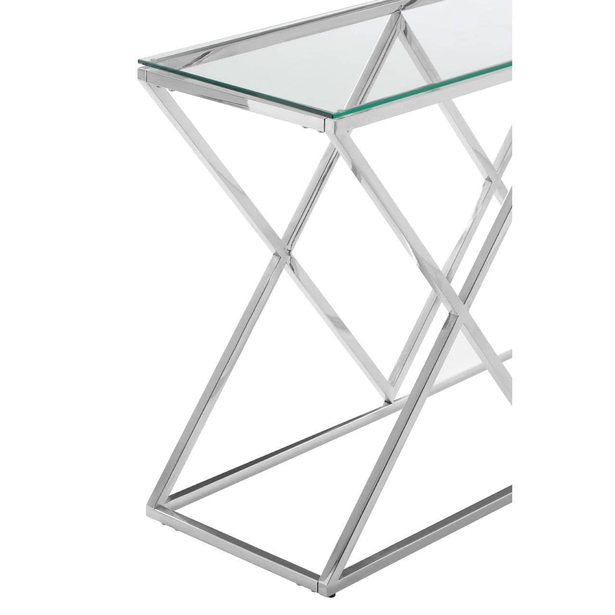 Noosa & Co. Living Allure Inverted Prism Base Silver Console Table. House of Isabella UK