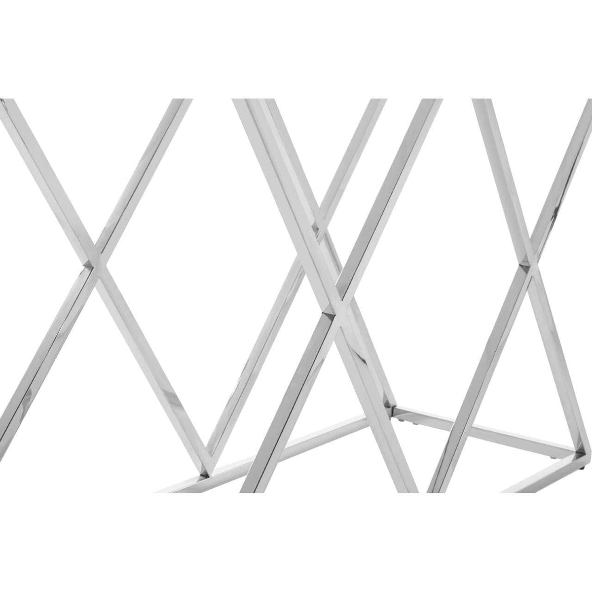 Noosa & Co. Living Allure Inverted Prism Base Silver Console Table. House of Isabella UK
