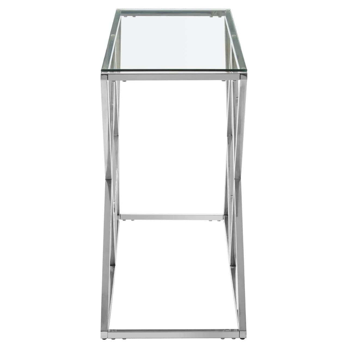 Noosa & Co. Living Allure Inverted Prism Base Silver Console Table. House of Isabella UK