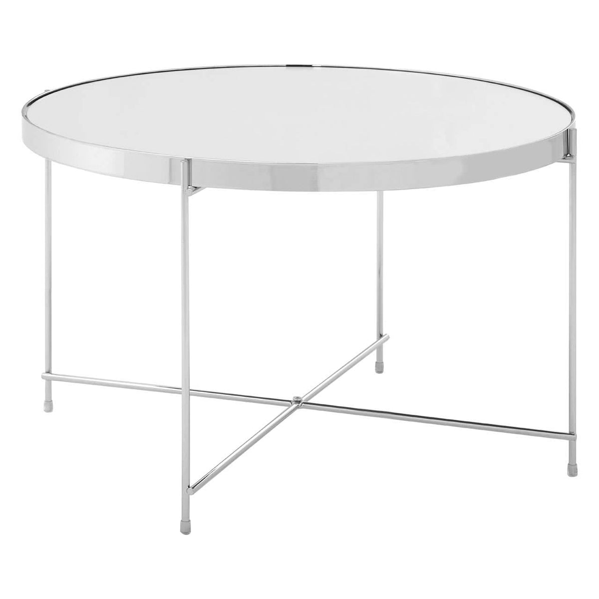 Allure Large Silver Mirror Side Table.