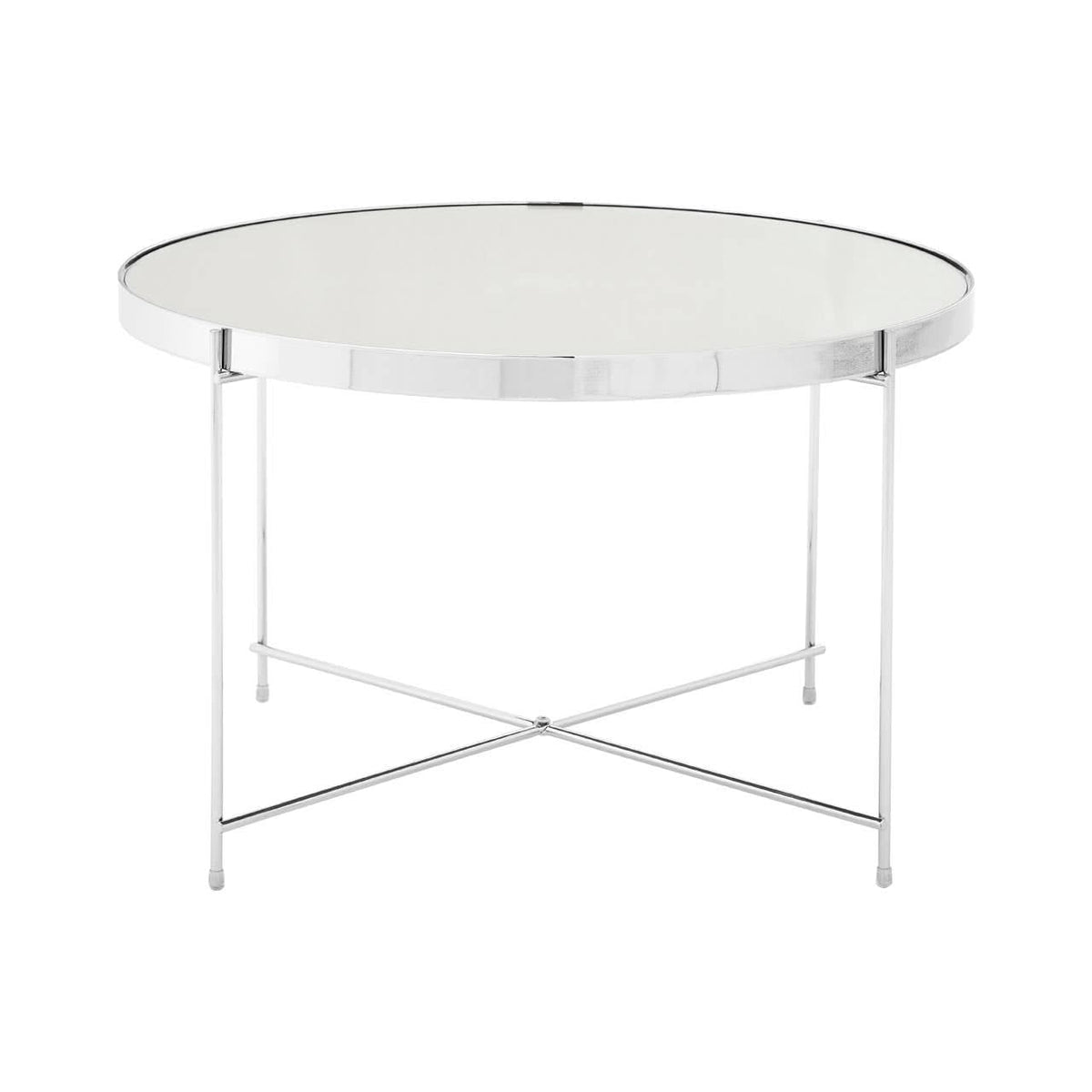 Allure Large Silver Mirror Side Table.