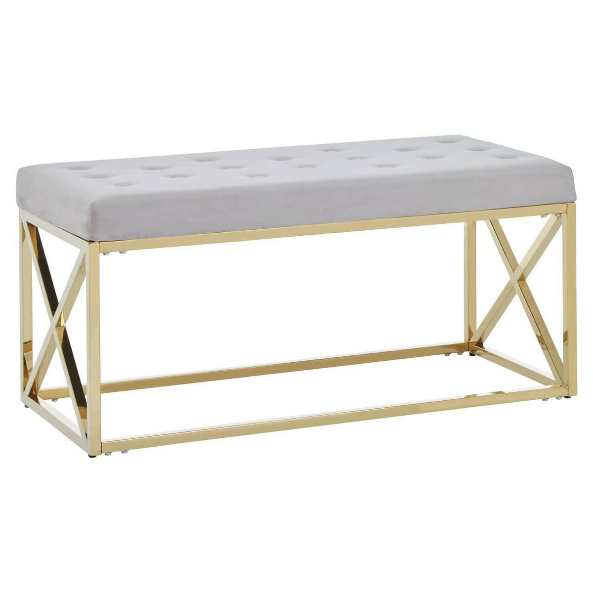 Allure Mink Velvet Gold Finish Bench.
