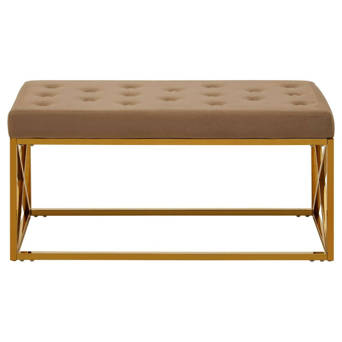 Allure Mink Velvet Gold Finish Bench.