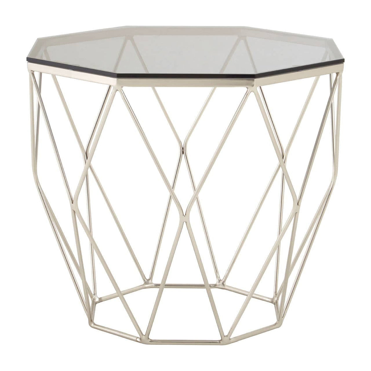Noosa & Co. Living Allure Octagonal End Table With Brushed Nickel Base House of Isabella UK