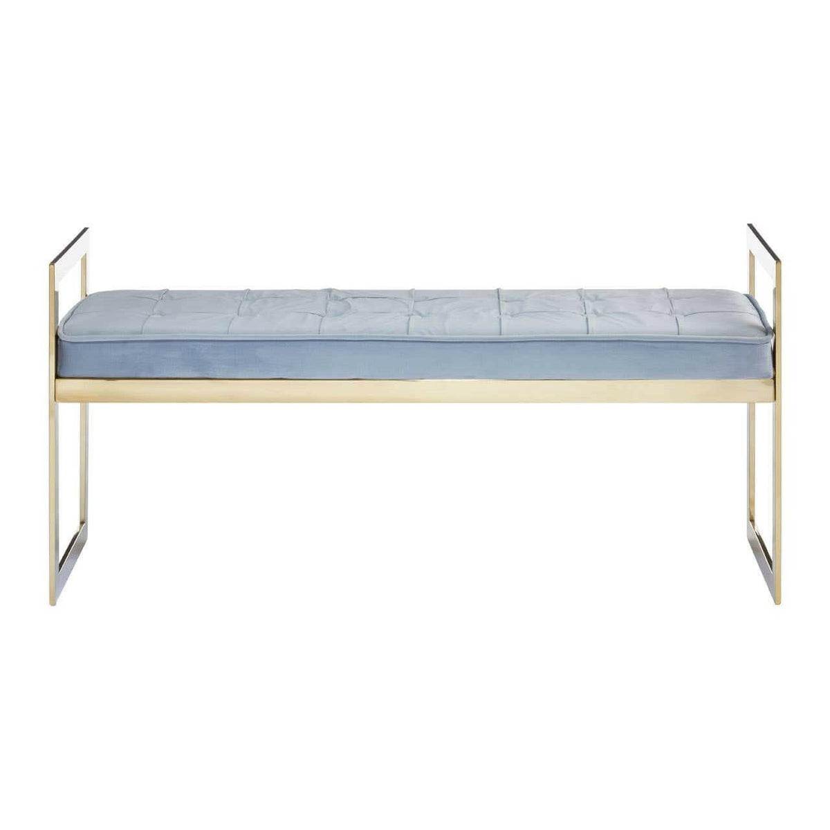 Allure Powder Blue / Gold Tufted Bench.