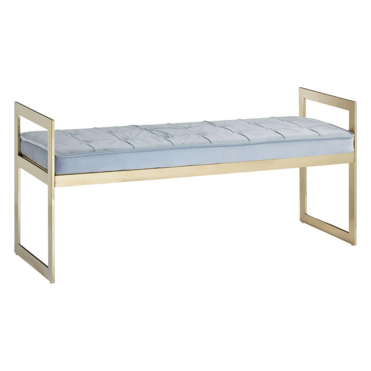 Allure Powder Blue / Gold Tufted Bench.