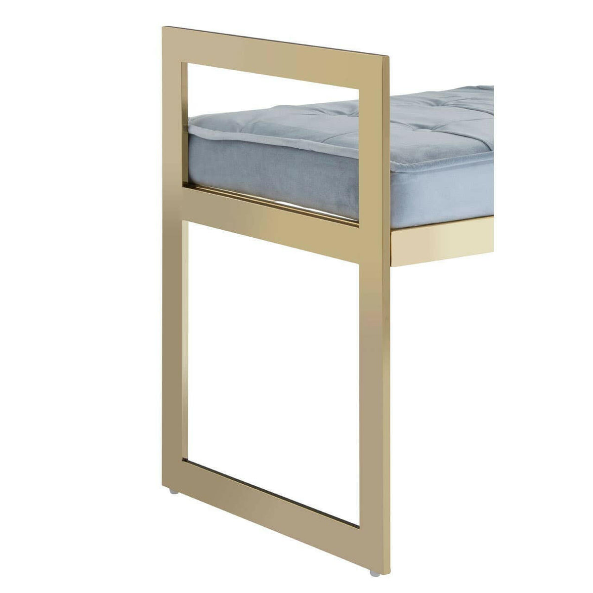 Allure Powder Blue / Gold Tufted Bench.