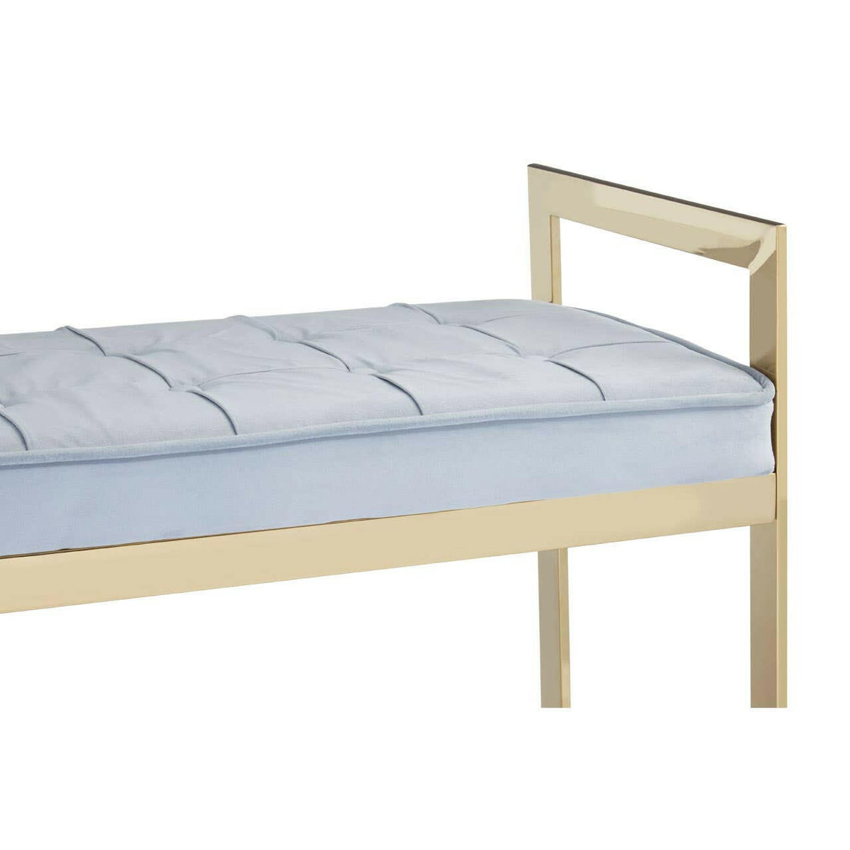 Allure Powder Blue / Gold Tufted Bench.