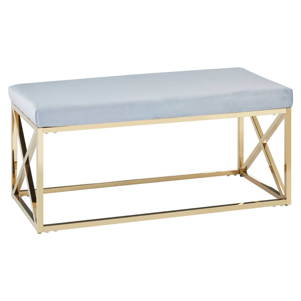 Allure Powder Blue Velvet / Gold Bench.