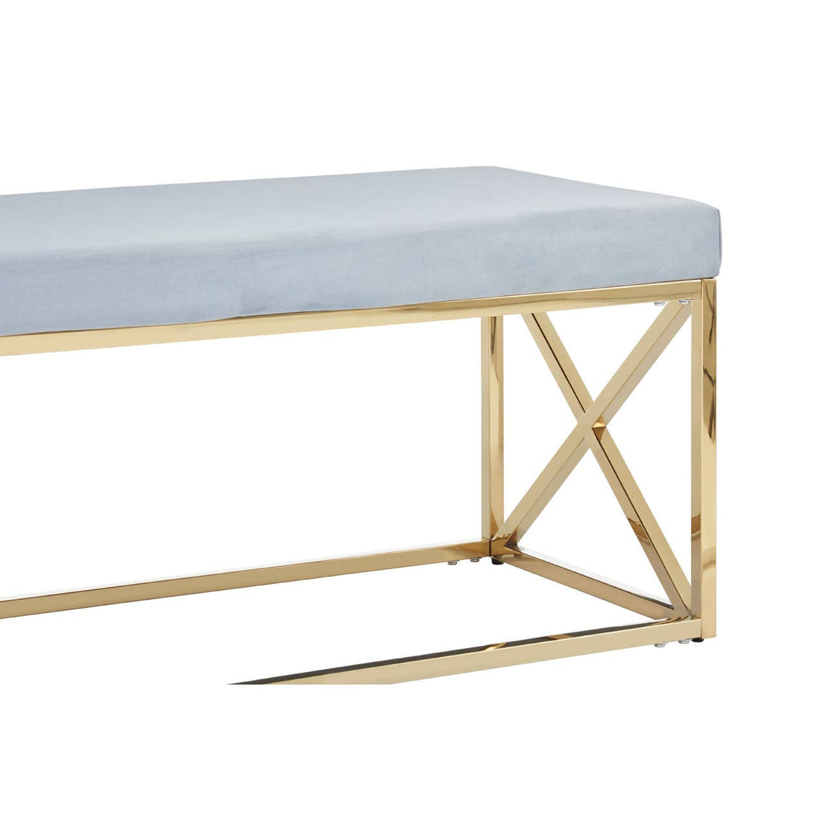 Allure Powder Blue Velvet / Gold Bench.