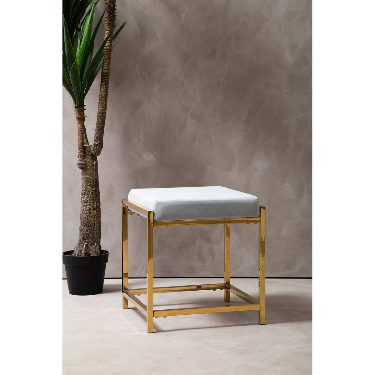 Allure Powder Blue Velvet / Gold Stool.