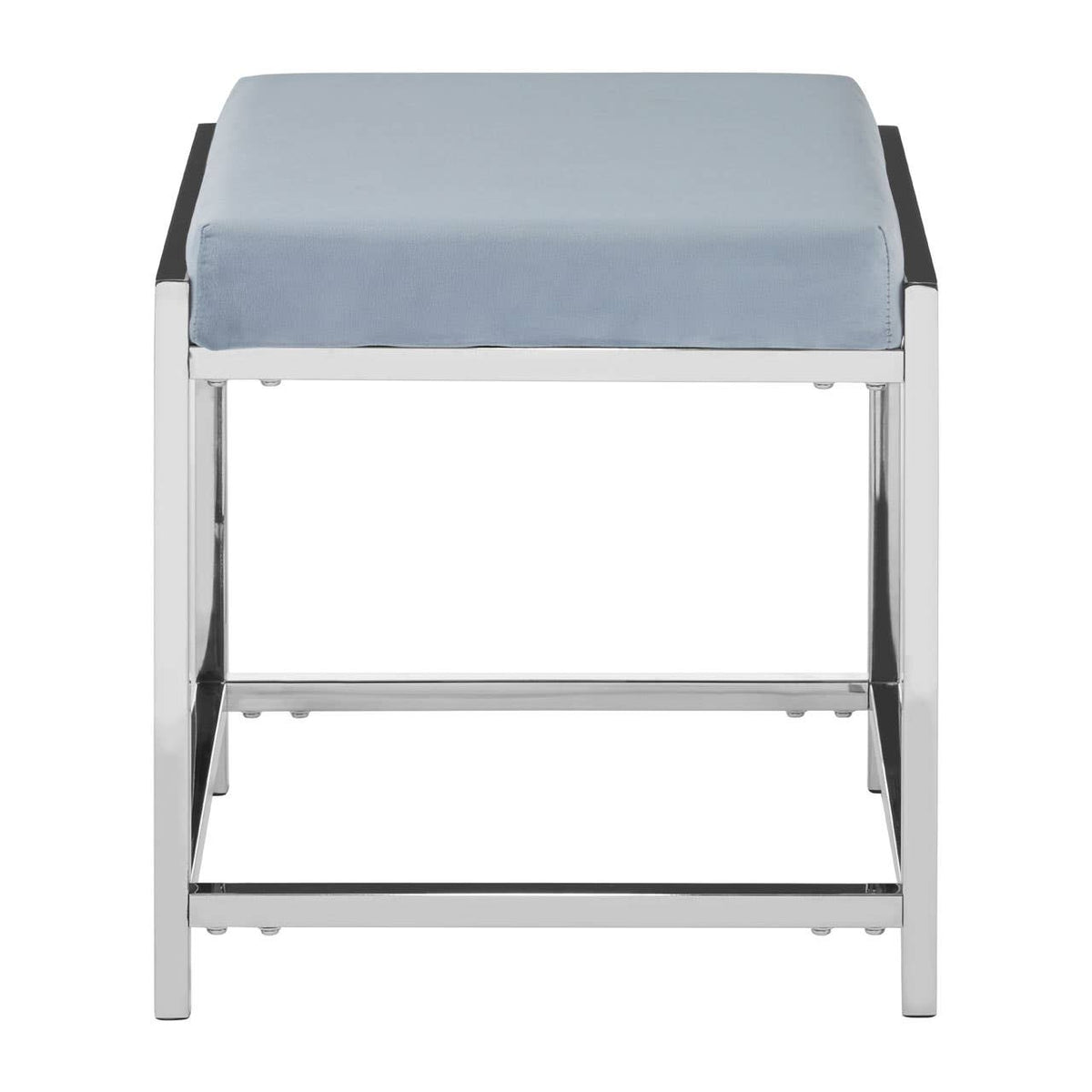 Allure Powder Blue Velvet / Silver Stool.