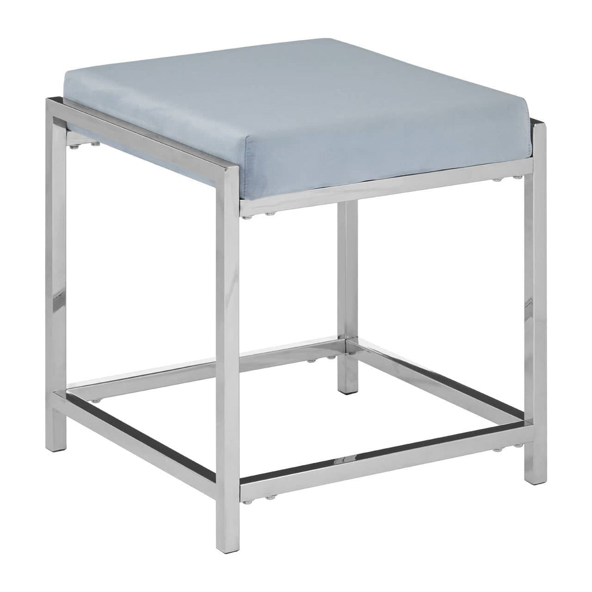 Allure Powder Blue Velvet / Silver Stool.