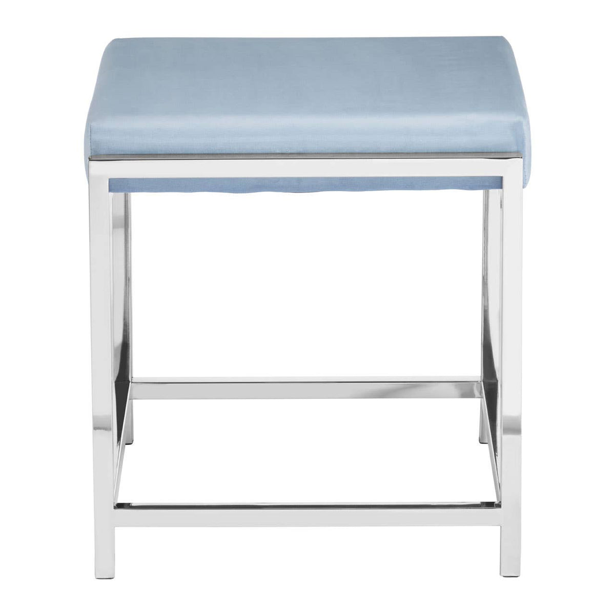 Allure Powder Blue Velvet / Silver Stool.
