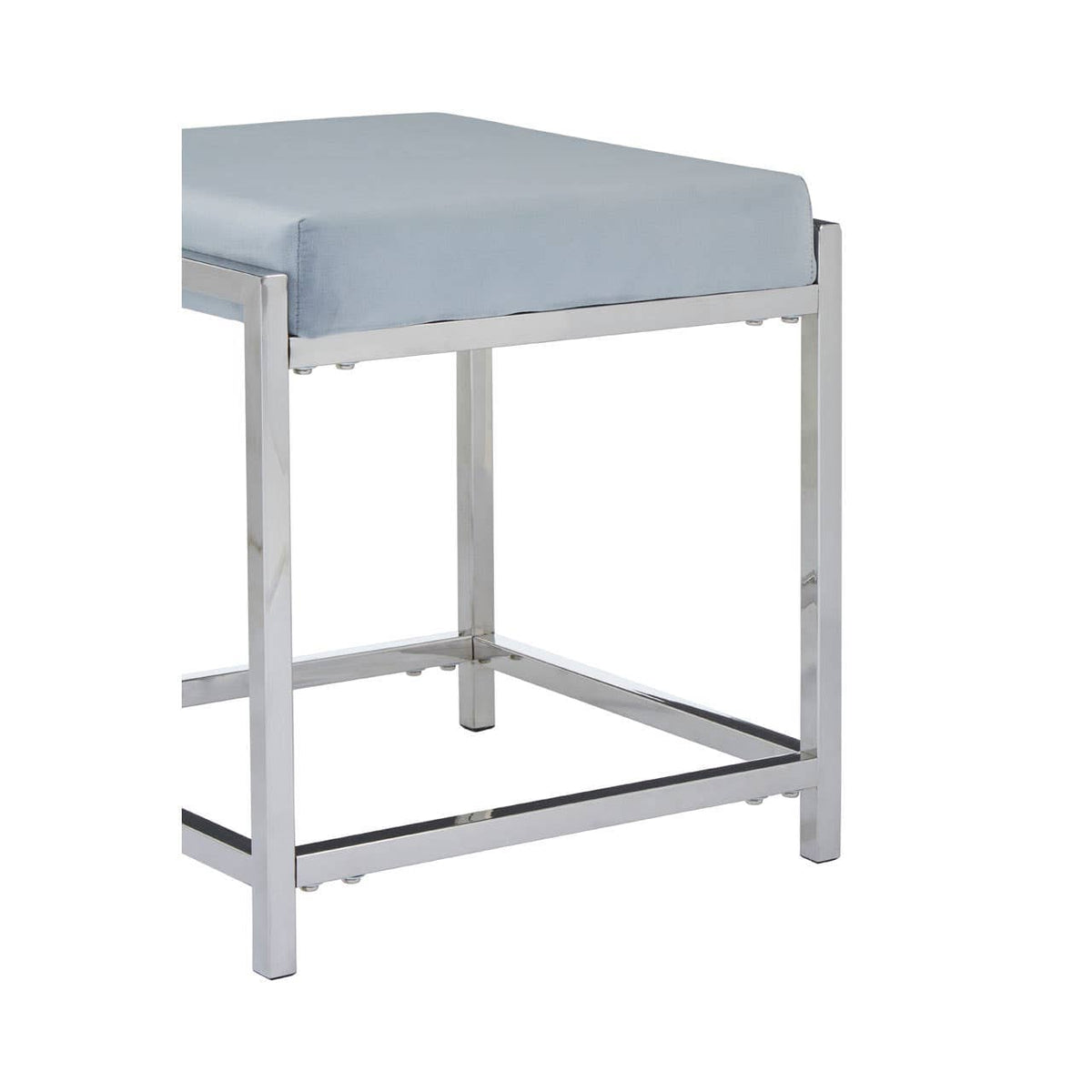 Allure Powder Blue Velvet / Silver Stool.