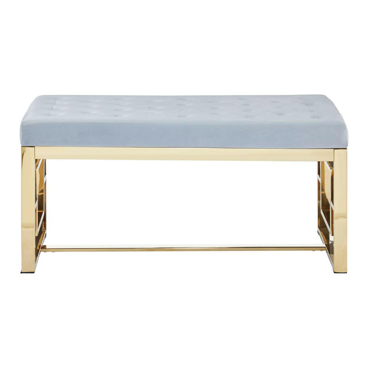 Allure Powder Grey Tufted Bench.