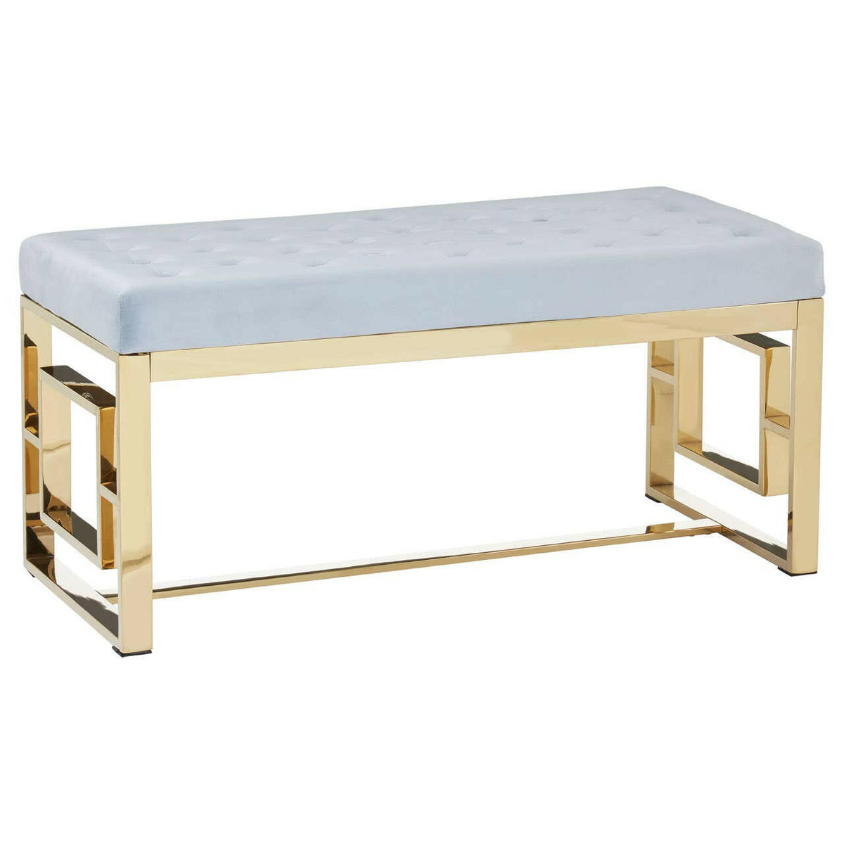 Allure Powder Grey Tufted Bench.