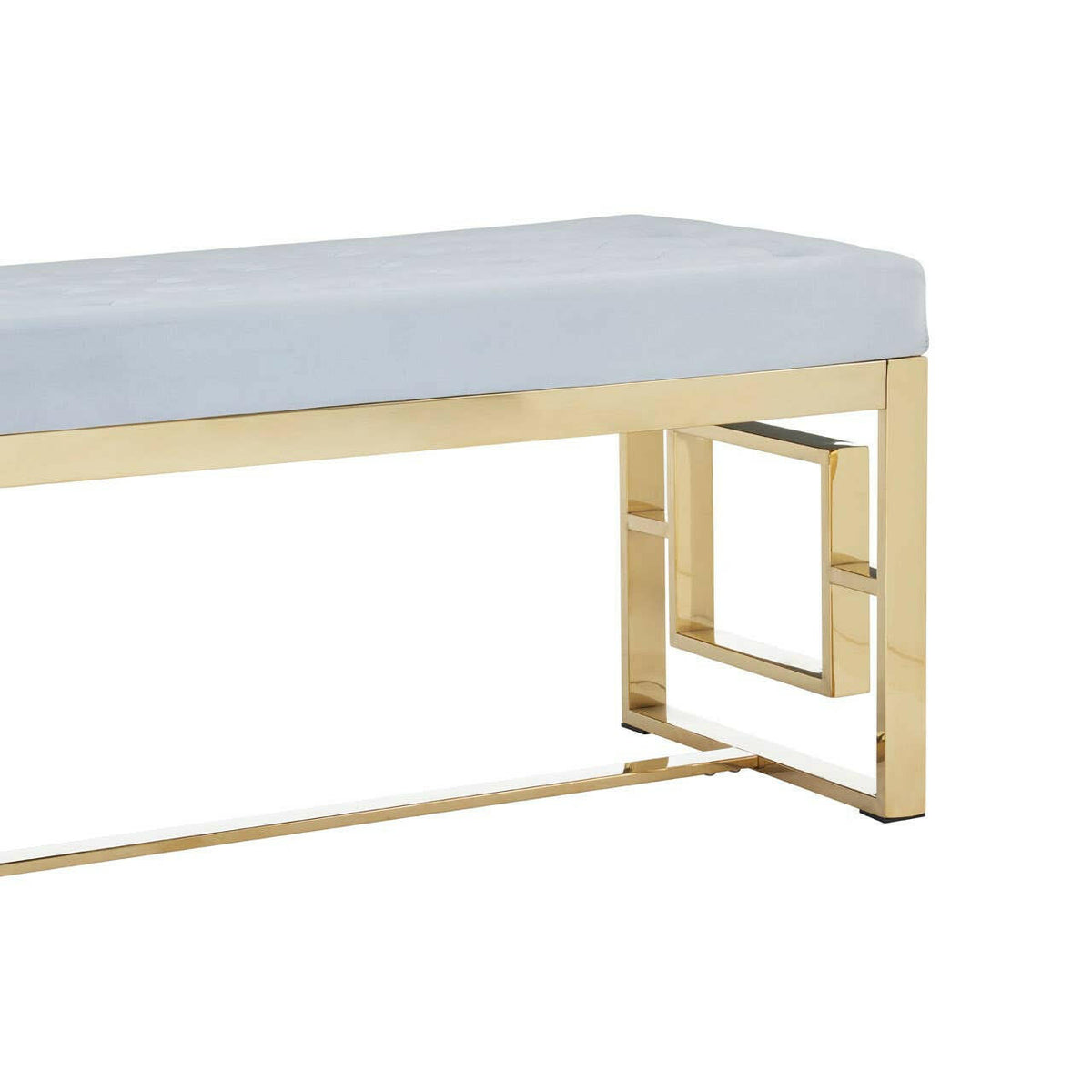 Allure Powder Grey Tufted Bench.