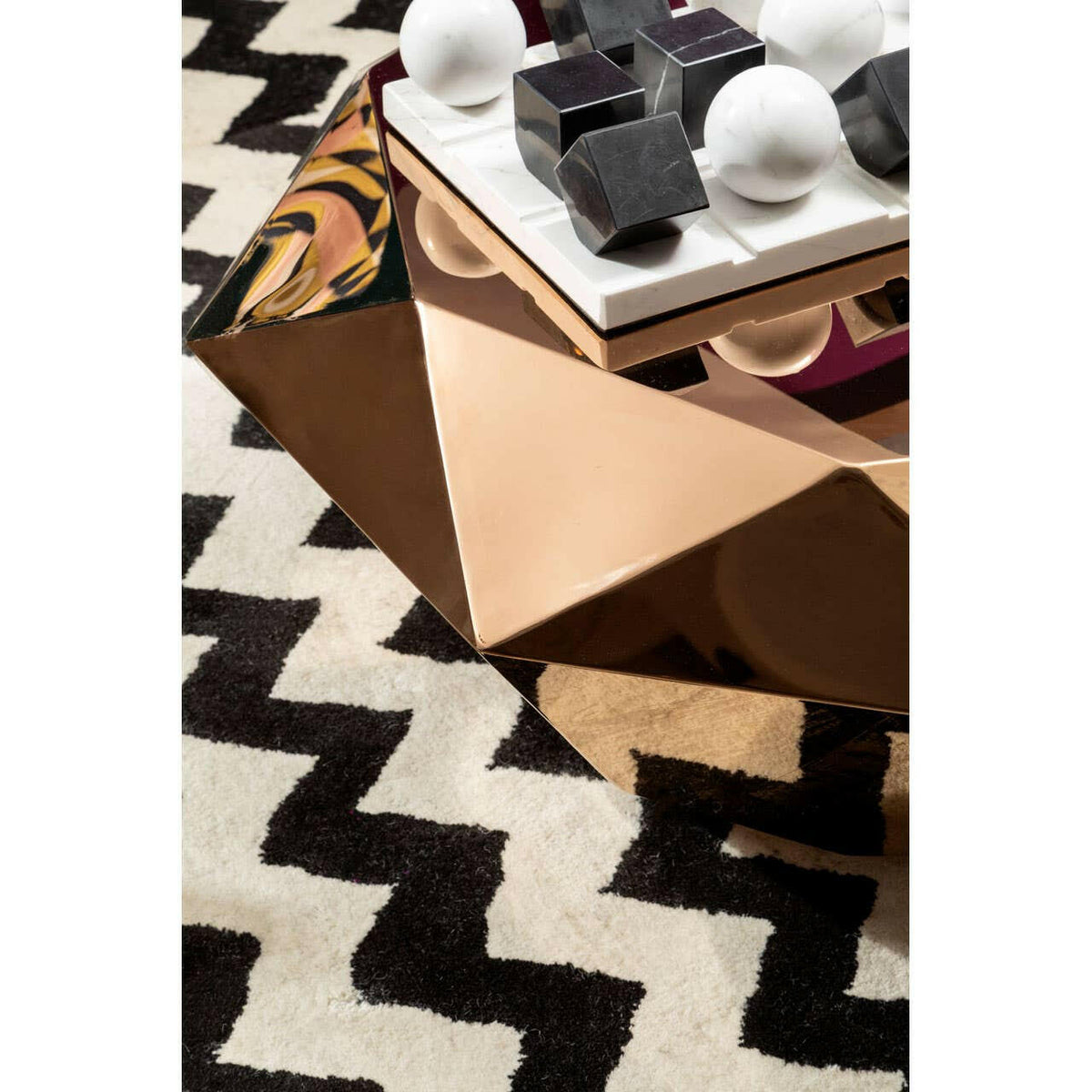 Allure Rose Gold Diamond Cut Coffee Table.