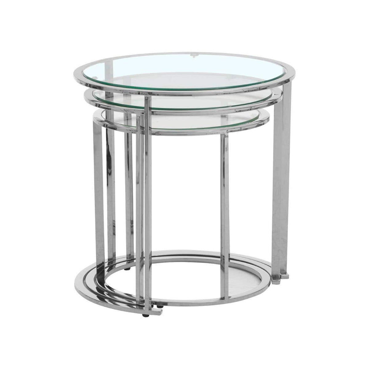 Noosa & Co. Living Allure Set Of 3 Silver Nesting Tables House of Isabella UK