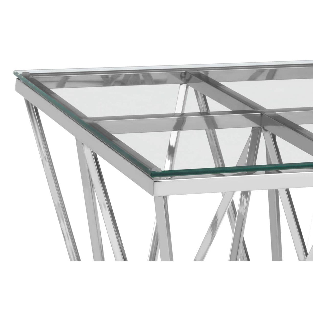 Noosa & Co. Living Allure Silver Finish Prismatic Legs End Table House of Isabella UK