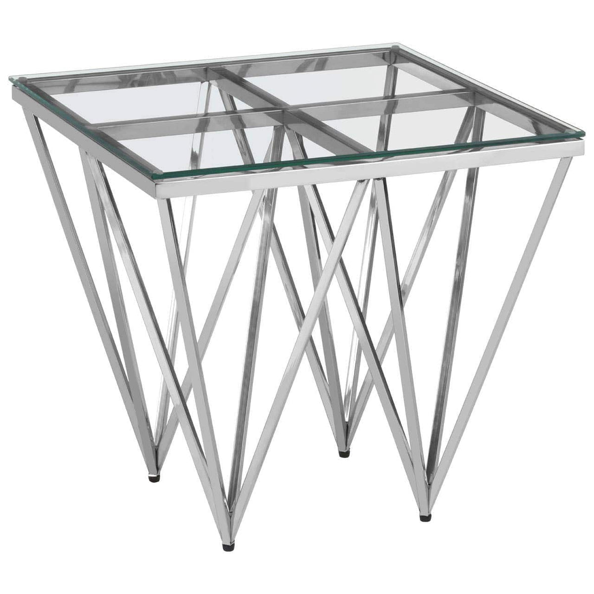 Noosa & Co. Living Allure Silver Finish Prismatic Legs End Table House of Isabella UK
