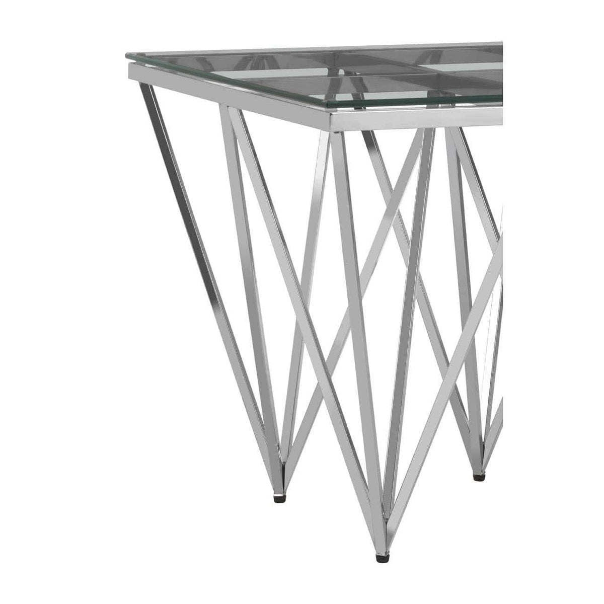Noosa & Co. Living Allure Silver Finish Prismatic Legs End Table House of Isabella UK