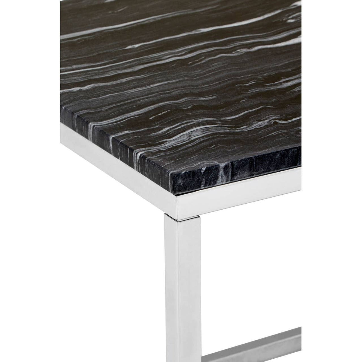 Noosa & Co. Living Allure Square Black Marble End Table with Chrome Metal Base House of Isabella UK