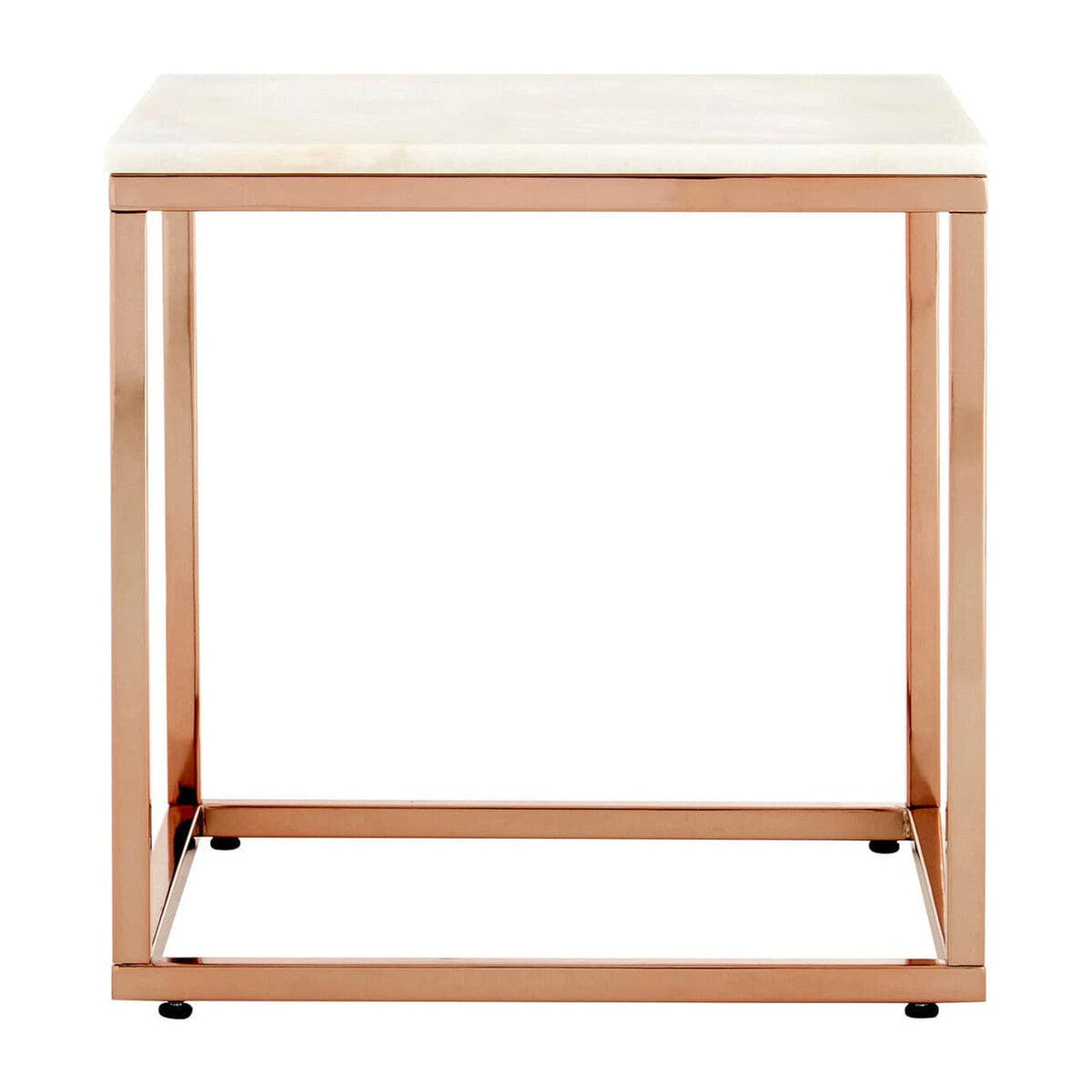 Noosa & Co. Living Allure Square White Marble and Rose Gold Square End Table House of Isabella UK