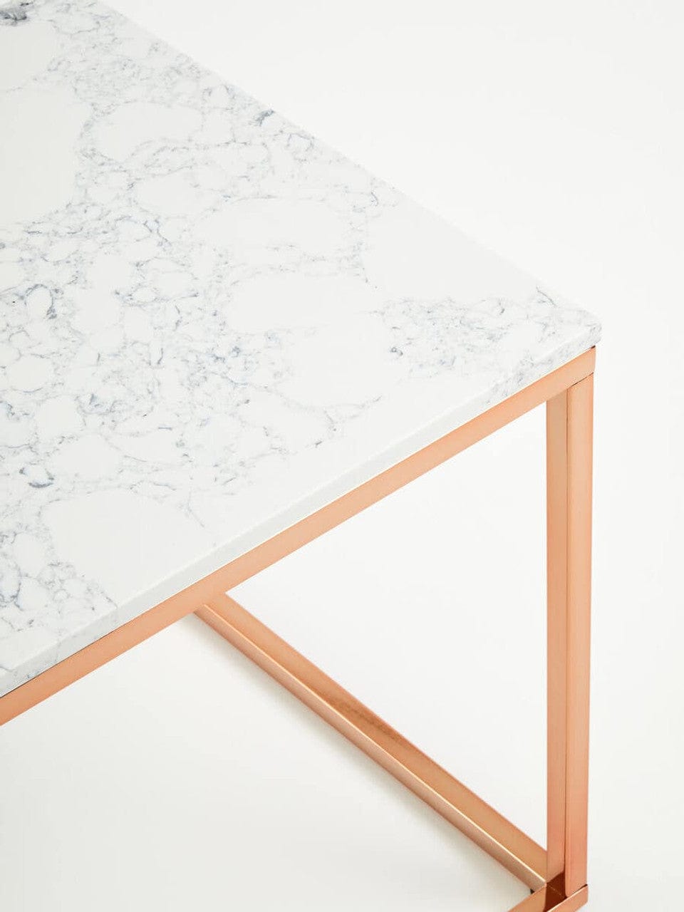 Noosa & Co. Living Allure Square White Marble and Rose Gold Square End Table House of Isabella UK