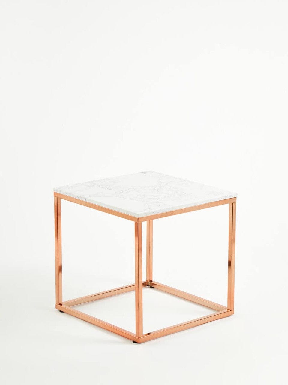 Noosa & Co. Living Allure Square White Marble and Rose Gold Square End Table House of Isabella UK