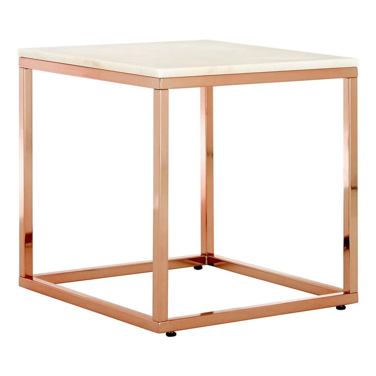 Noosa & Co. Living Allure Square White Marble and Rose Gold Square End Table House of Isabella UK