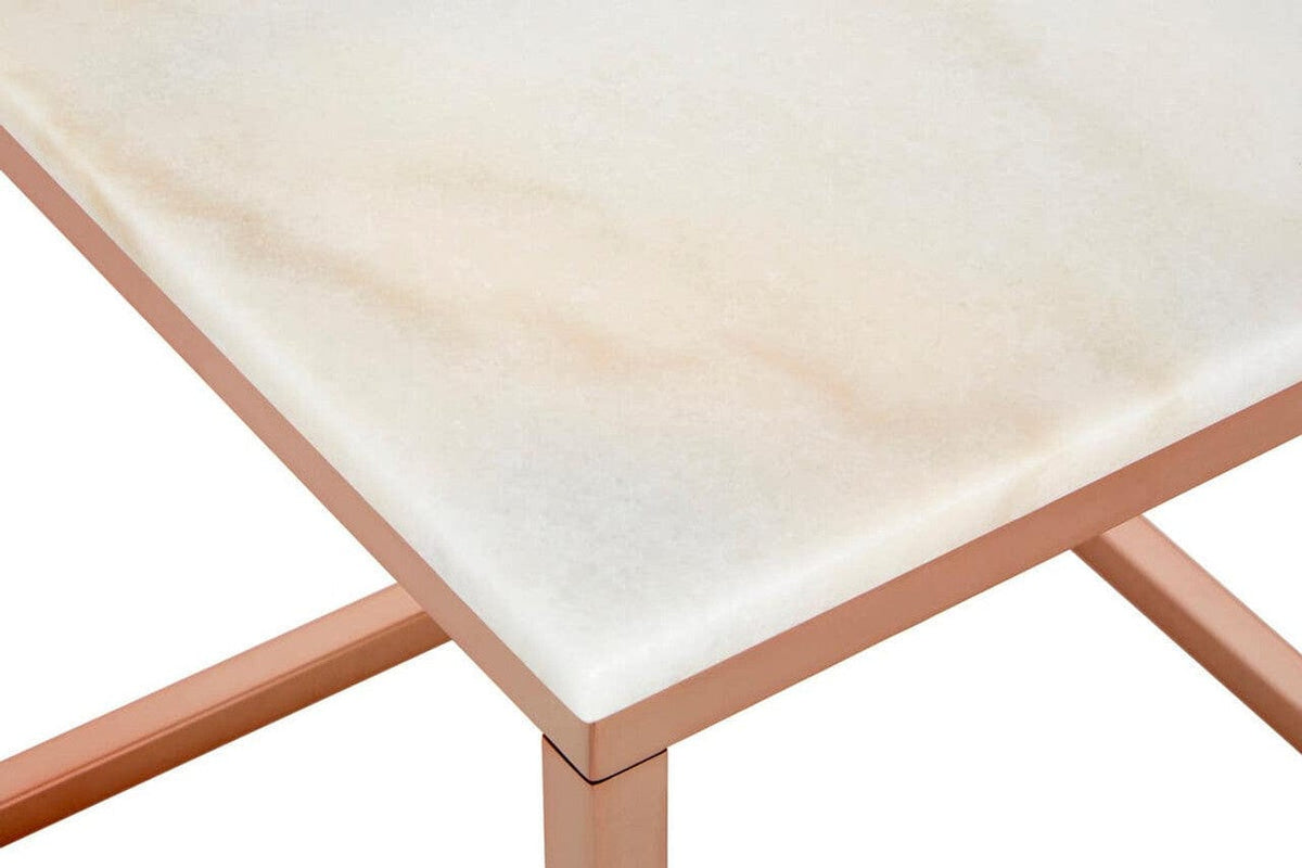 Noosa & Co. Living Allure Square White Marble and Rose Gold Square End Table House of Isabella UK