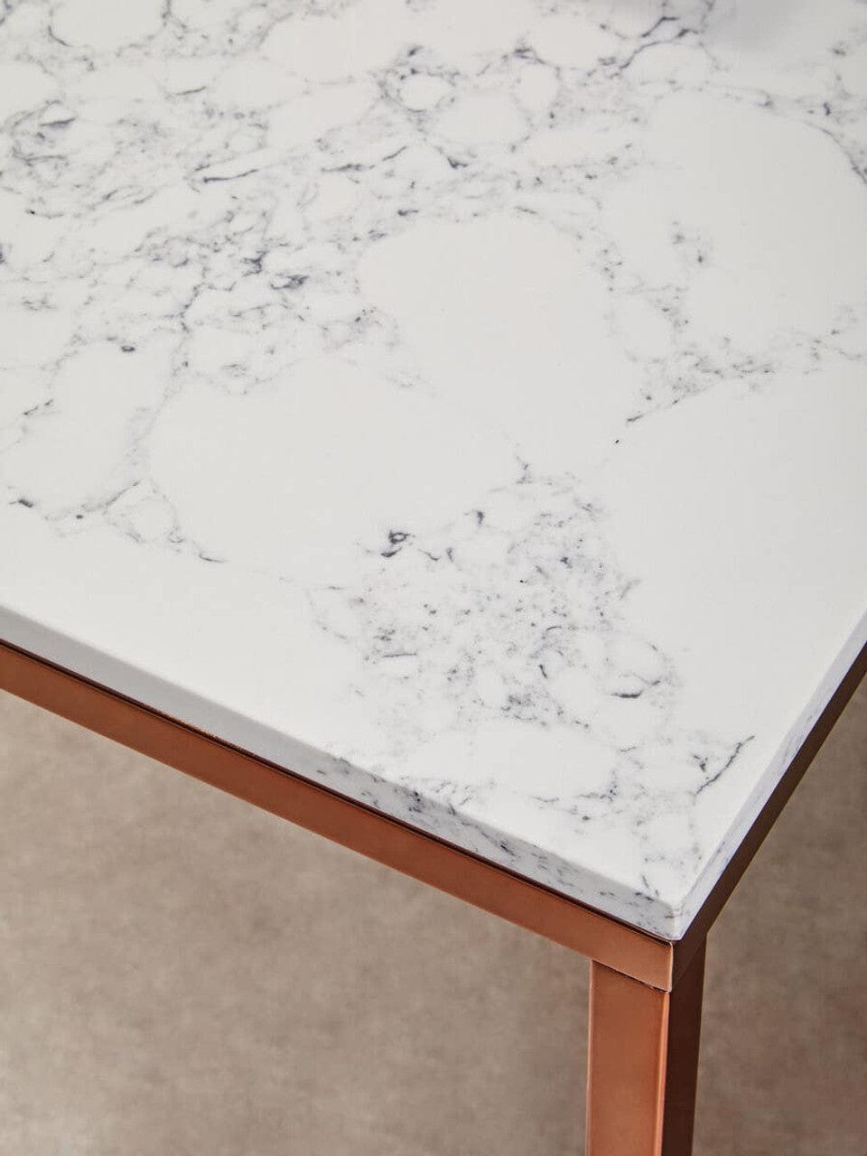 Noosa & Co. Living Allure Square White Marble and Rose Gold Square End Table House of Isabella UK
