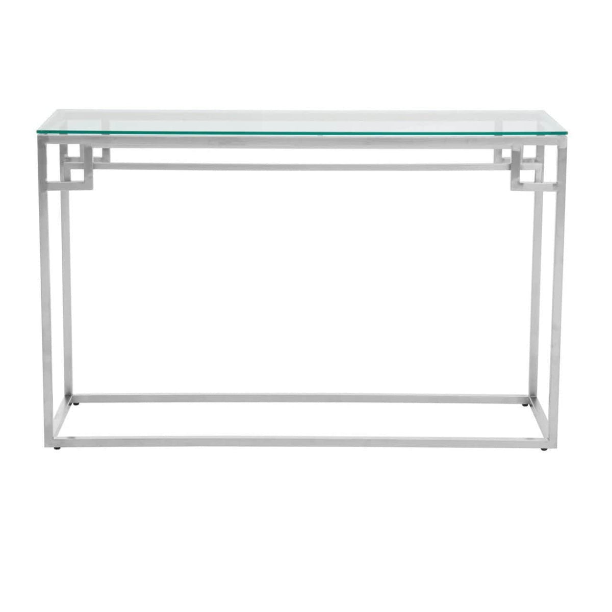 Noosa & Co. Living Allure Tempered Glass Silver Finish Console Table House of Isabella UK