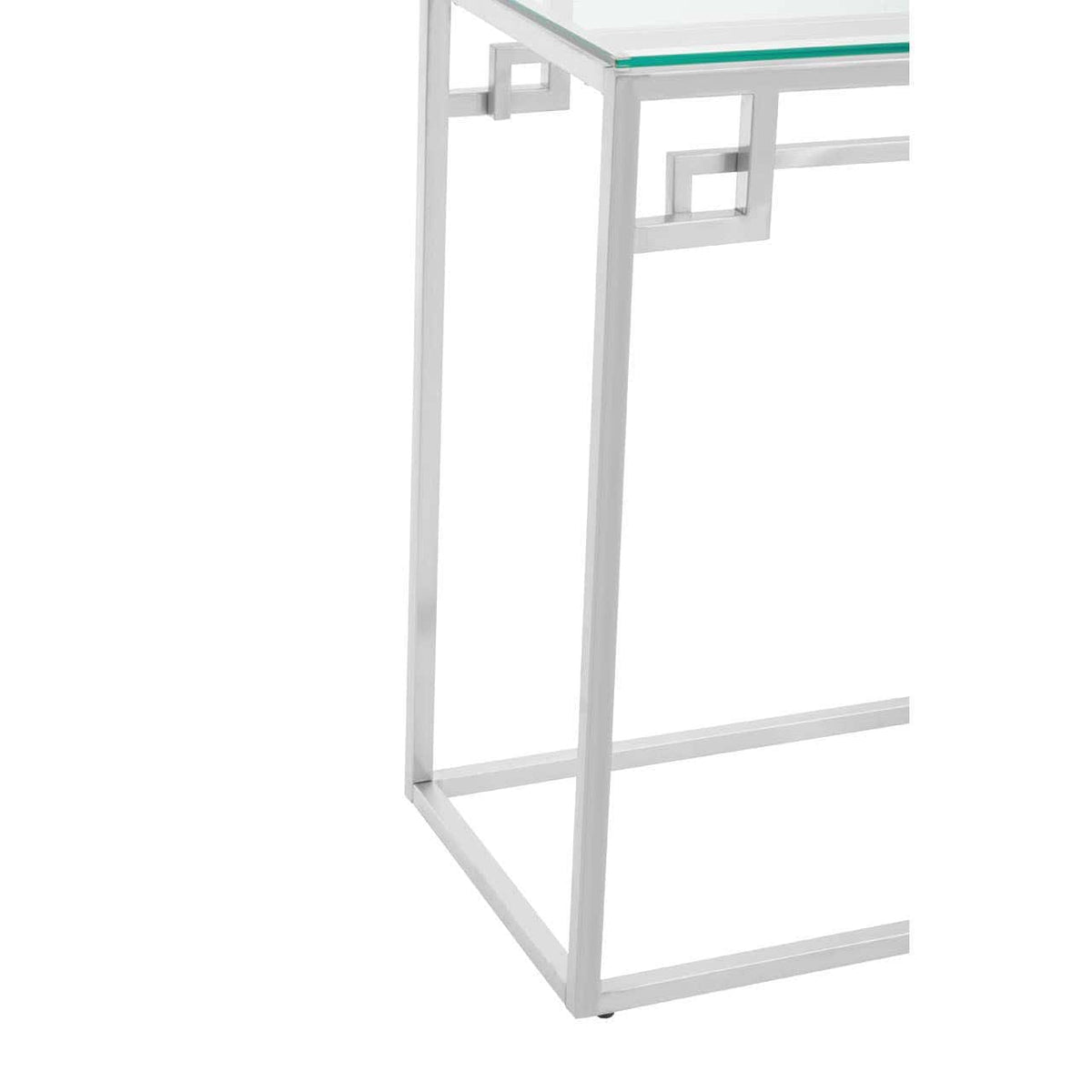 Noosa & Co. Living Allure Tempered Glass Silver Finish Console Table House of Isabella UK