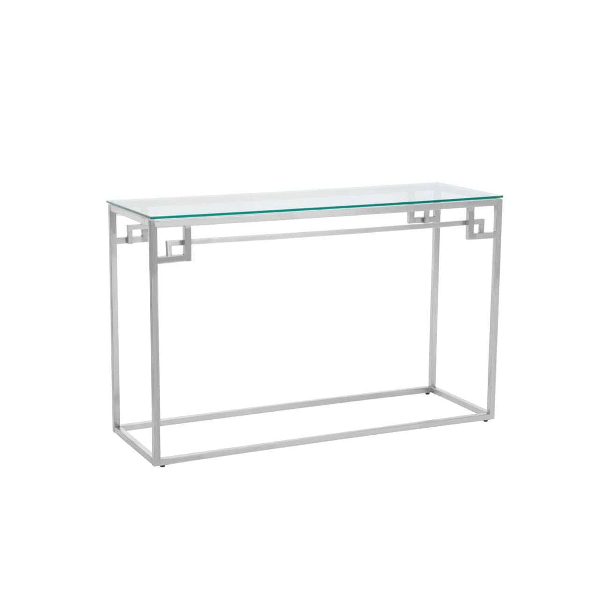 Noosa & Co. Living Allure Tempered Glass Silver Finish Console Table House of Isabella UK
