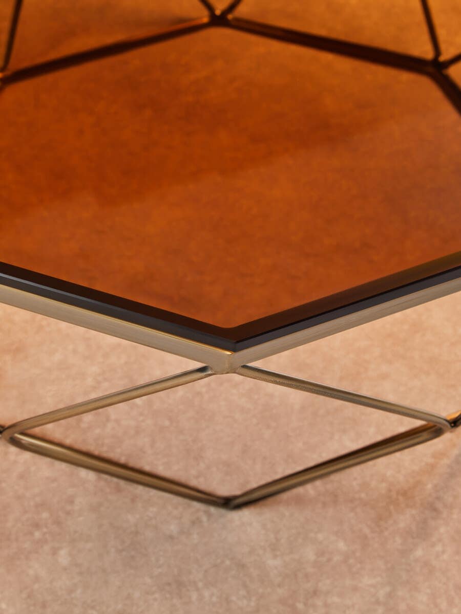 Alustre Brushed Bronze Tapered Coffee Table.