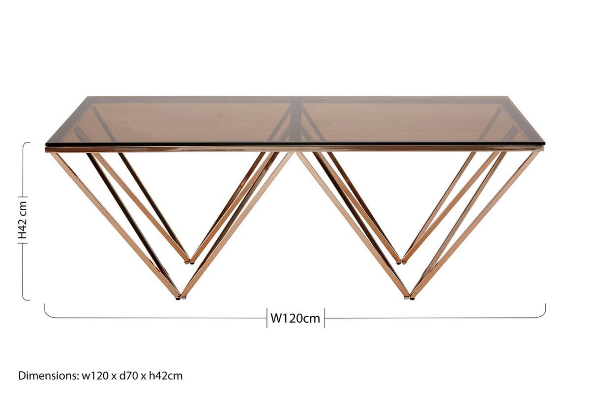 Alustre Champagne Metal Prismatic Legs Coffee Table.