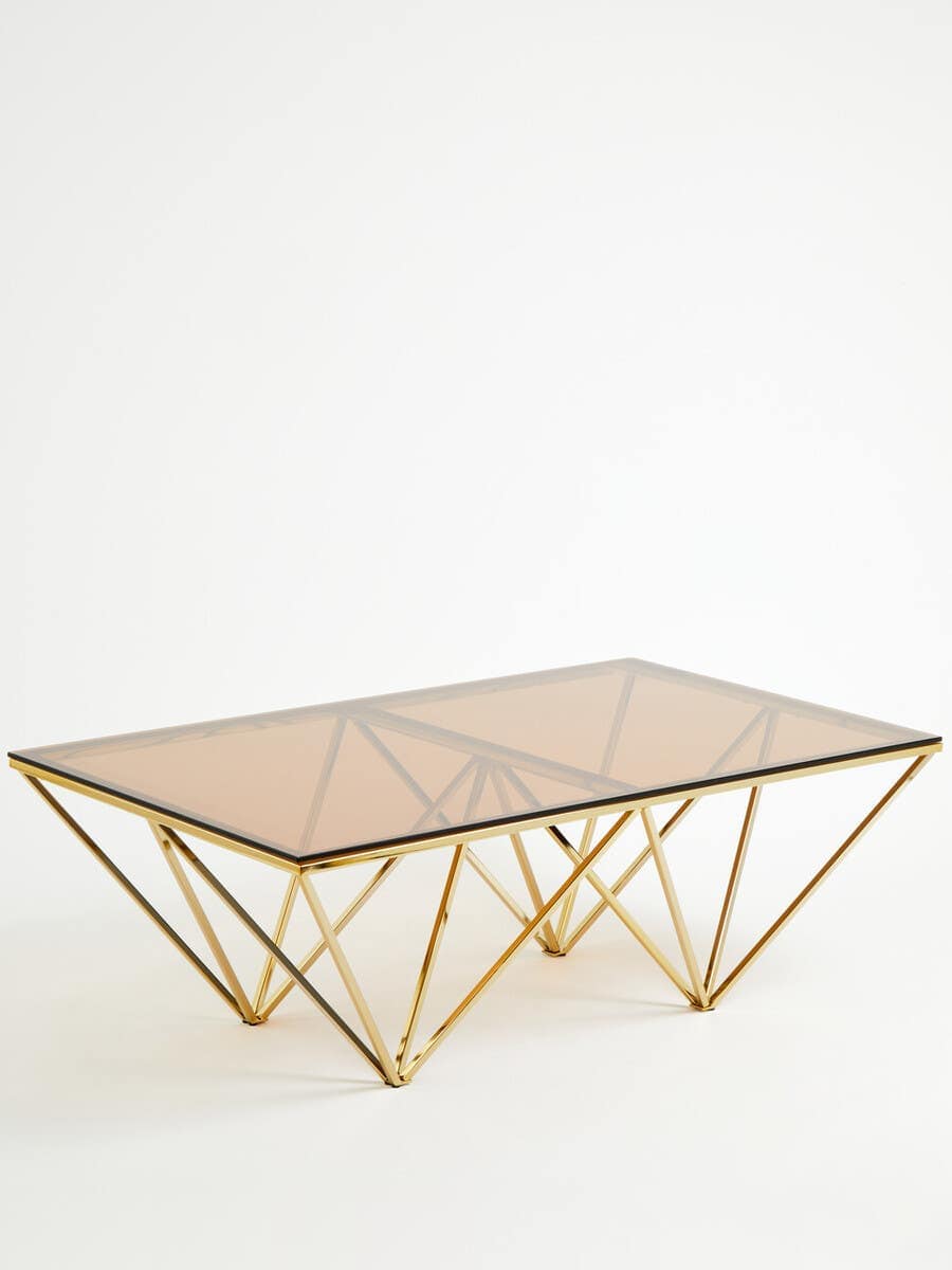 Noosa & Co. Living Alustre Champagne Metal Prismatic Legs Coffee Table House of Isabella UK