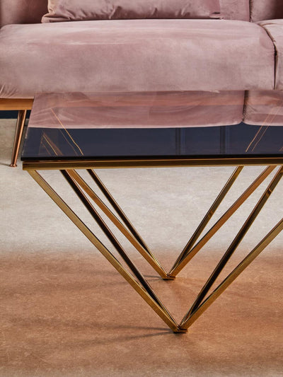 Noosa & Co. Living Alustre Champagne Metal Prismatic Legs Coffee Table House of Isabella UK