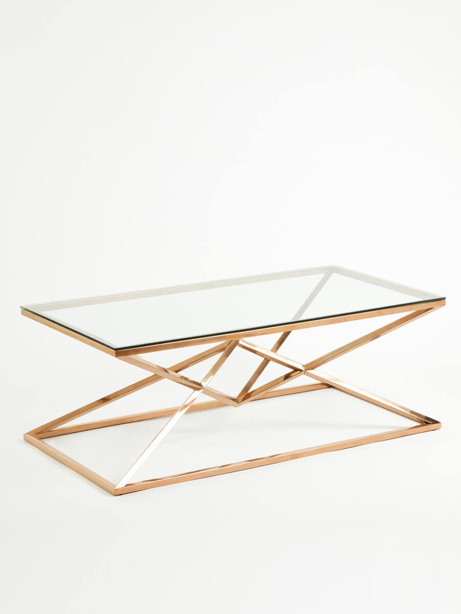 Alustre Corseted Rose Gold Coffee Table.