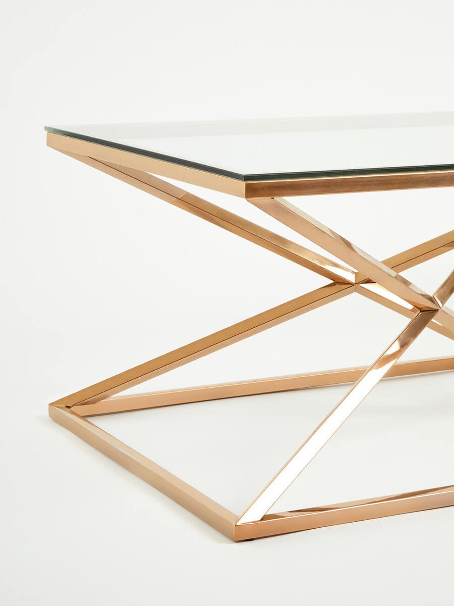 Alustre Corseted Rose Gold Coffee Table.