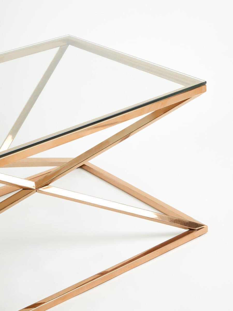 Alustre Corseted Rose Gold Coffee Table.